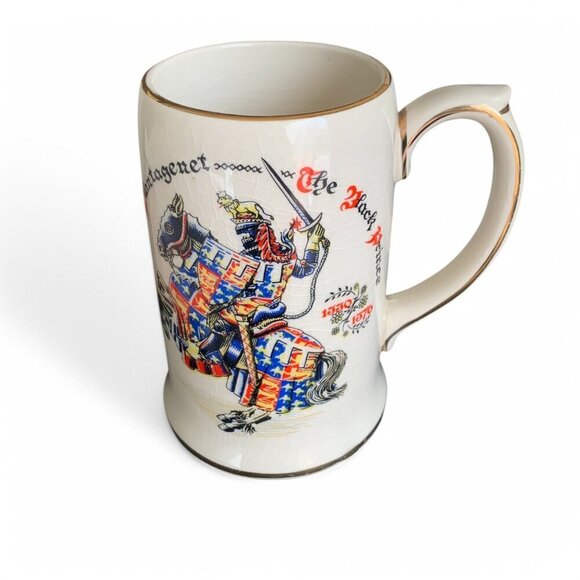 Edward Prince Of Wales 1950's Ceramic Tankard RWL London Gold Trim Crackle Glaze - Picture 7 of 7